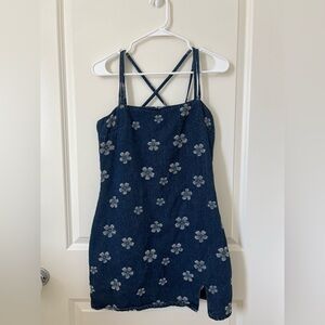 Cider Floral Denim Dress with Strappy Back